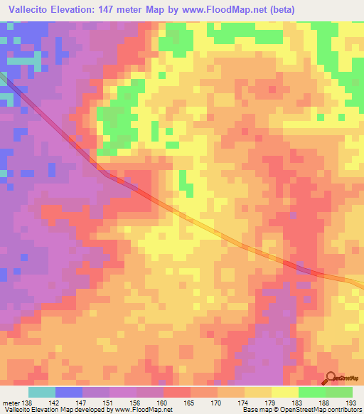 Vallecito,Venezuela Elevation Map