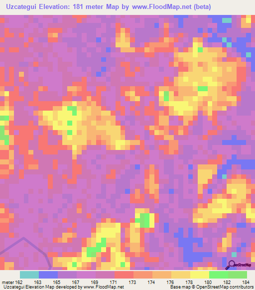 Uzcategui,Venezuela Elevation Map