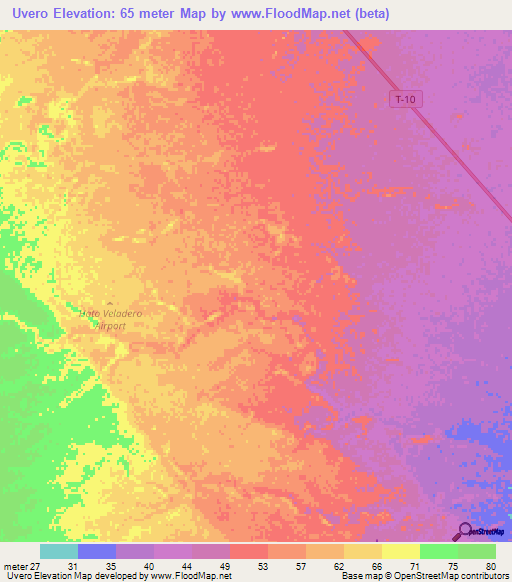 Uvero,Venezuela Elevation Map