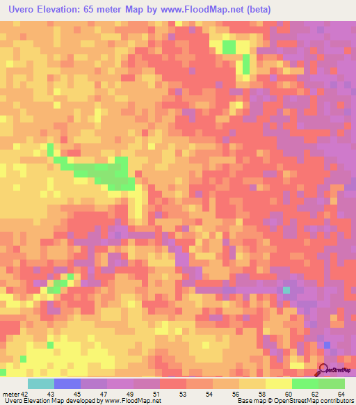 Uvero,Venezuela Elevation Map