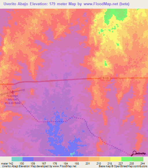 Uverito Abajo,Venezuela Elevation Map