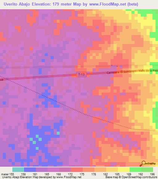 Uverito Abajo,Venezuela Elevation Map