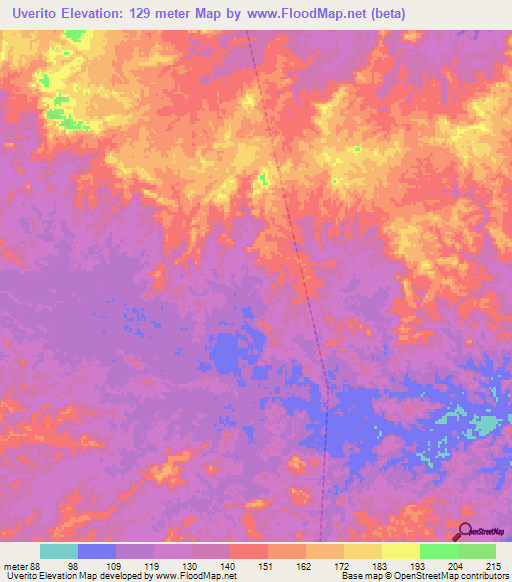 Uverito,Venezuela Elevation Map