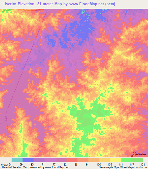 Uverito,Venezuela Elevation Map