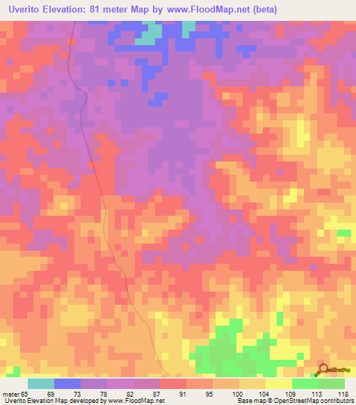 Uverito,Venezuela Elevation Map
