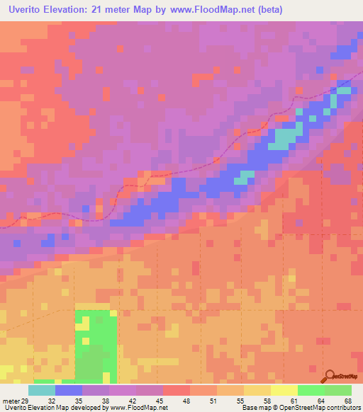Uverito,Venezuela Elevation Map