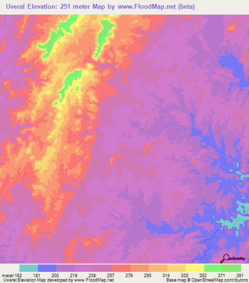Uveral,Venezuela Elevation Map