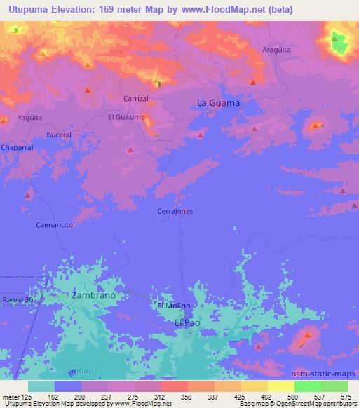Utupuma,Venezuela Elevation Map