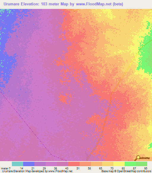 Urumare,Venezuela Elevation Map