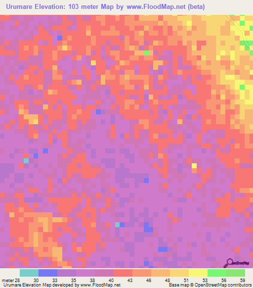 Urumare,Venezuela Elevation Map