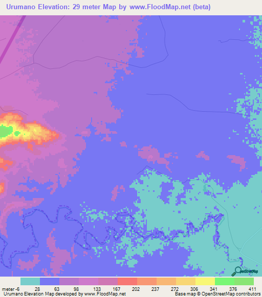 Urumano,Venezuela Elevation Map
