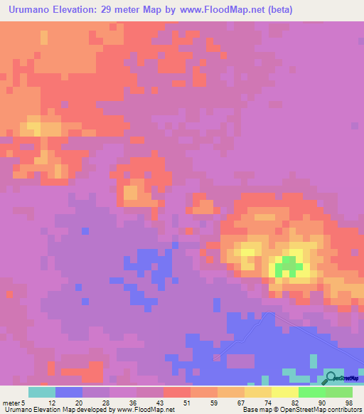 Urumano,Venezuela Elevation Map