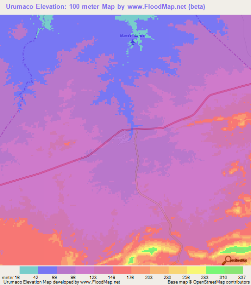 Urumaco,Venezuela Elevation Map