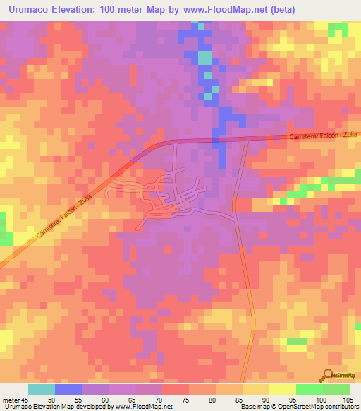 Urumaco,Venezuela Elevation Map