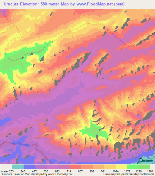 Urucure,Venezuela Elevation Map