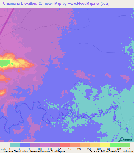 Uruamana,Venezuela Elevation Map