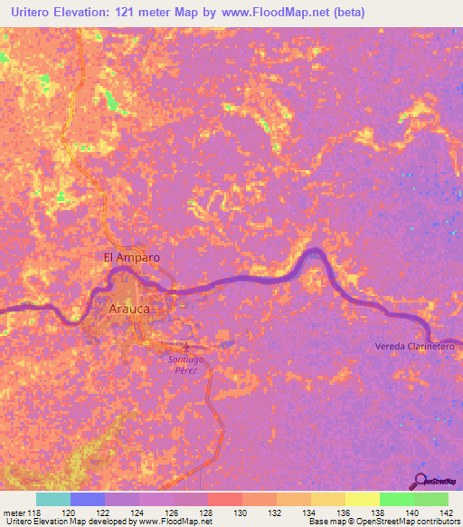 Uritero,Venezuela Elevation Map