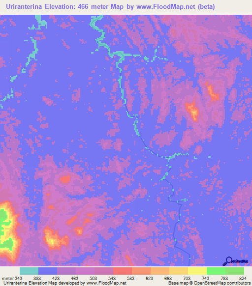 Uriranterina,Venezuela Elevation Map