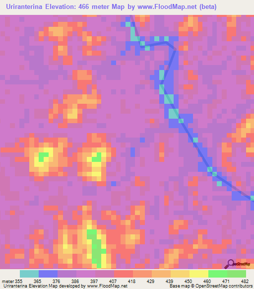 Uriranterina,Venezuela Elevation Map