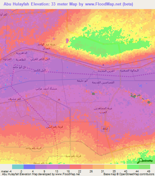 Abu Hulayfah,Egypt Elevation Map