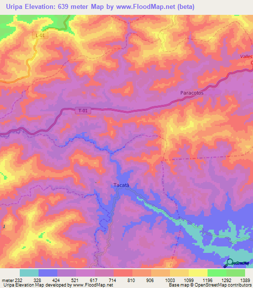 Uripa,Venezuela Elevation Map