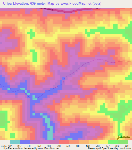 Uripa,Venezuela Elevation Map