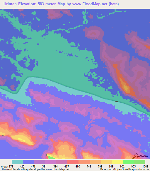 Uriman,Venezuela Elevation Map