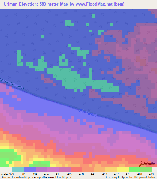Uriman,Venezuela Elevation Map
