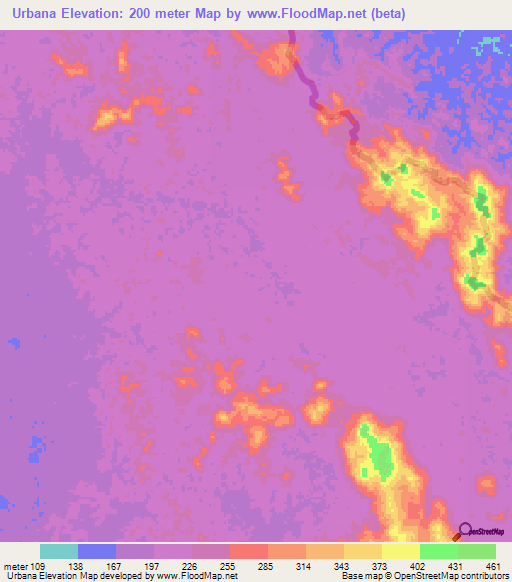 Urbana,Venezuela Elevation Map
