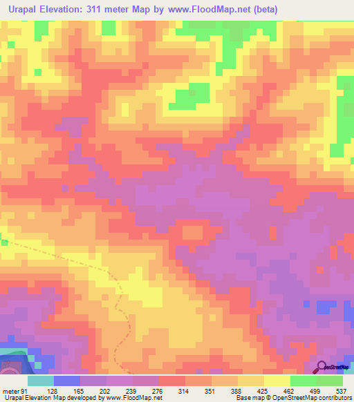 Urapal,Venezuela Elevation Map