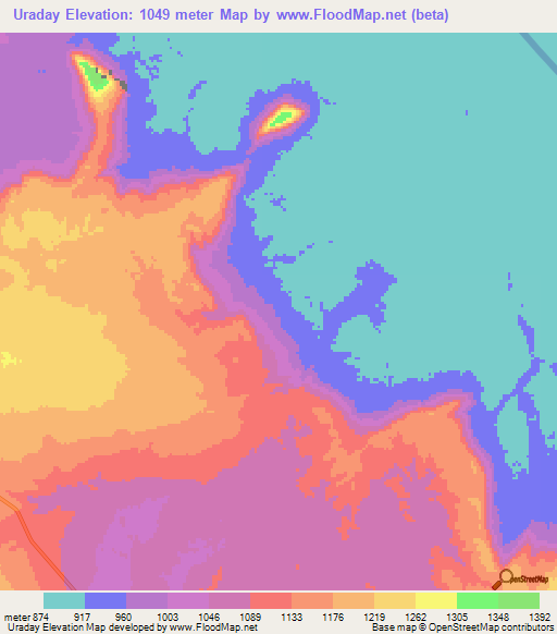 Uraday,Venezuela Elevation Map