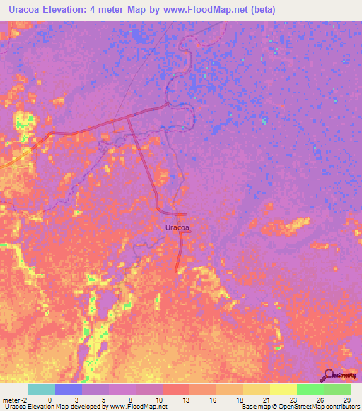 Uracoa,Venezuela Elevation Map