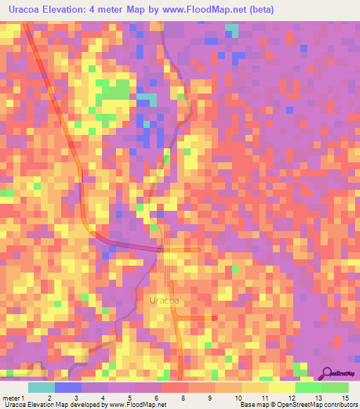 Uracoa,Venezuela Elevation Map