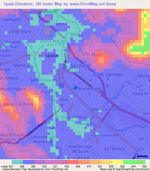 Upata,Venezuela Elevation Map