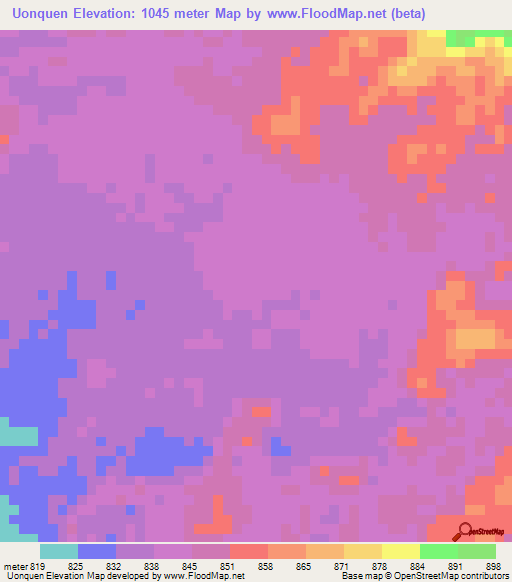 Uonquen,Venezuela Elevation Map
