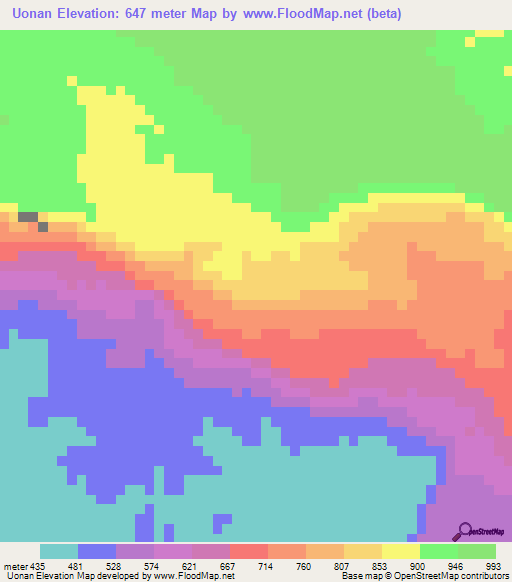 Uonan,Venezuela Elevation Map