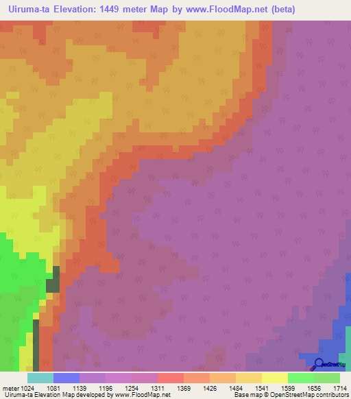 Uiruma-ta,Venezuela Elevation Map