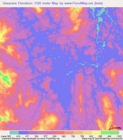 Uasarana,Venezuela Elevation Map