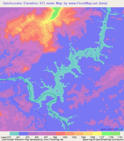 Uaichoroden,Venezuela Elevation Map