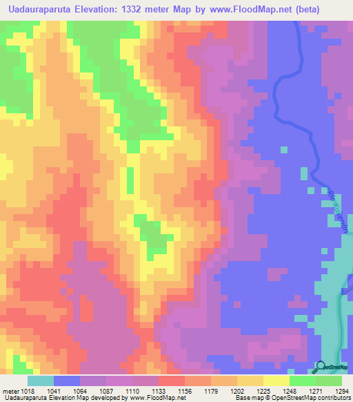 Uadauraparuta,Venezuela Elevation Map