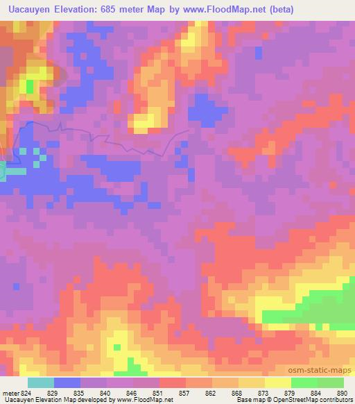 Uacauyen,Venezuela Elevation Map