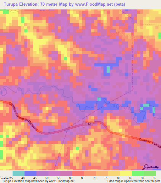 Turupa,Venezuela Elevation Map