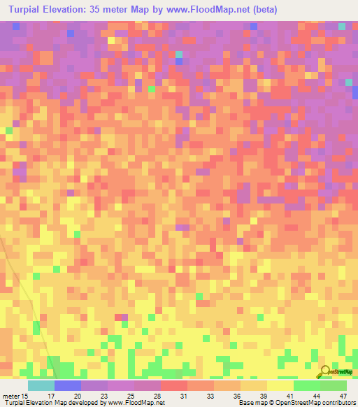 Turpial,Venezuela Elevation Map
