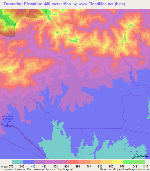Turmerino,Venezuela Elevation Map
