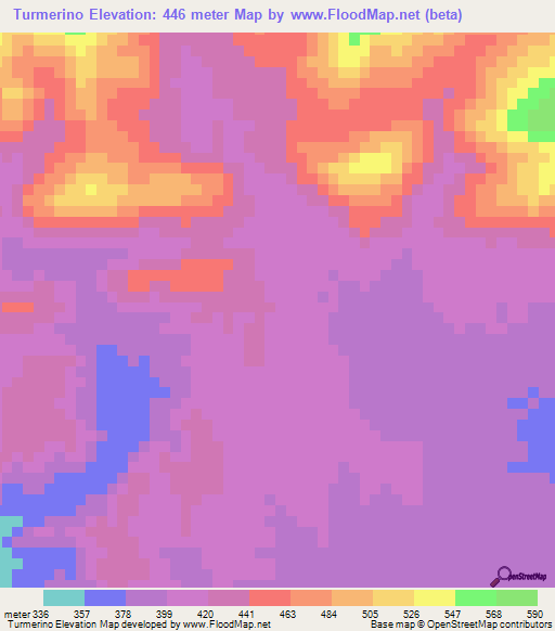 Turmerino,Venezuela Elevation Map