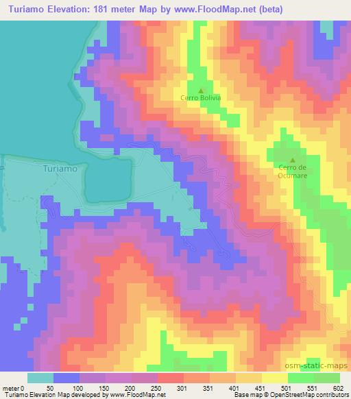Turiamo,Venezuela Elevation Map