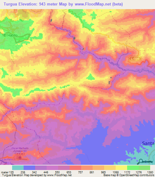 Turgua,Venezuela Elevation Map