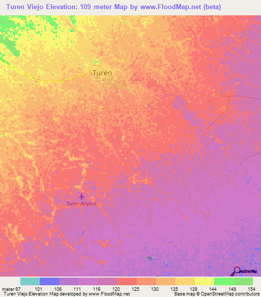 Turen Viejo,Venezuela Elevation Map