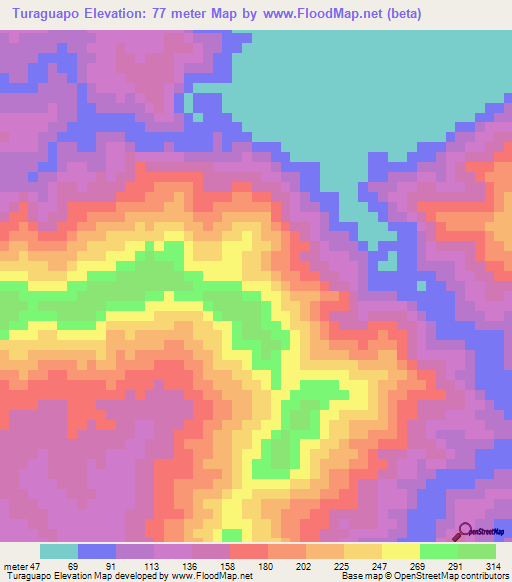 Turaguapo,Venezuela Elevation Map