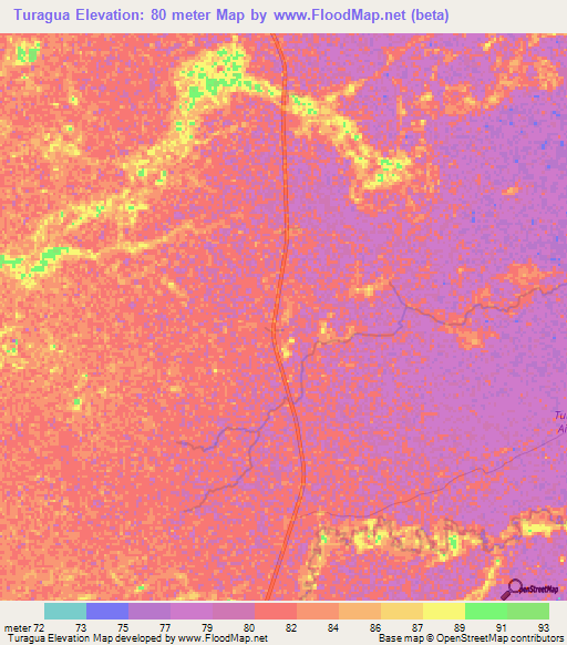 Turagua,Venezuela Elevation Map